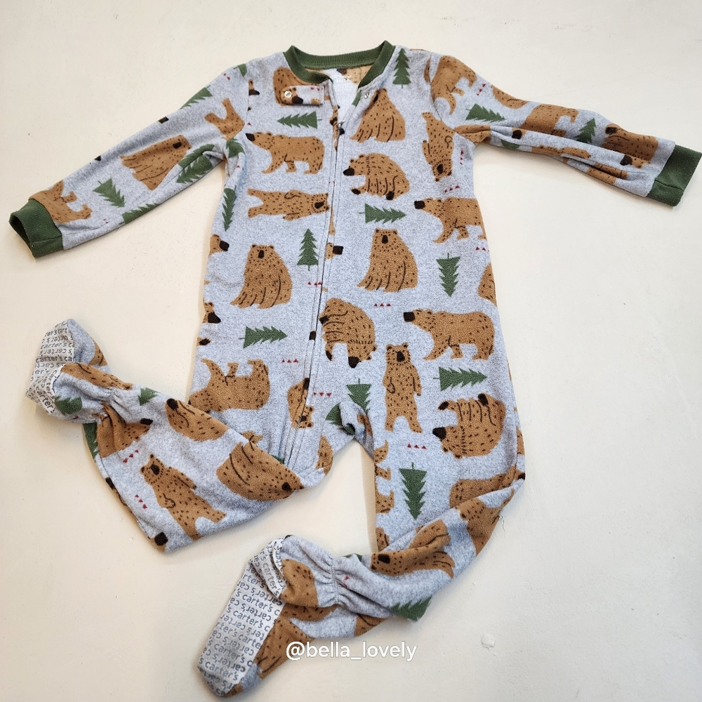 3T Cozy Bear Print Kids One Piece Footed Pajamas